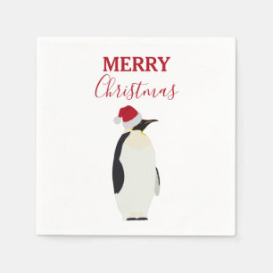 Kerstpinguin Funny Animal met Santa Hat Servet