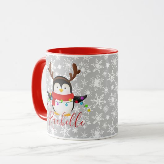 Kerstpinguïn gepersonaliseerd mok (Voorkant links)