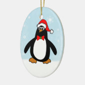 Kerstpinguïn Keramisch Ornament (Links)