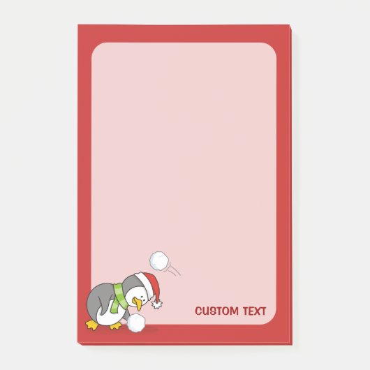 Kerstpinguïn krijgt sneeuwbal post-it® notes (Voorkant)