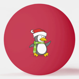 Kerstpinguïn loopt op sneeuw pingpongballen