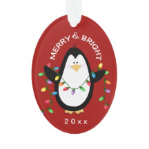 Kerstpinguïn Merry'n Bright Red Holiday Gift