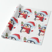 kerstpinguïn met een boom cadeaupapier (Uitgerold)