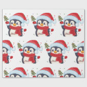 kerstpinguïn met een boom cadeaupapier (Vlak)