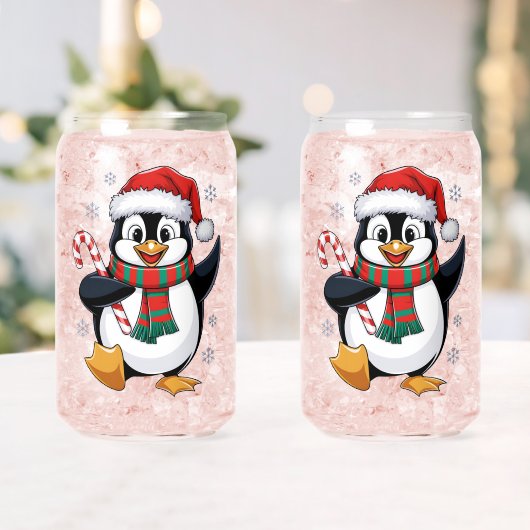 Kerstpinguïn met Muts en Suikerstok Blikvorm Glas (Insitu (Huwelijk))