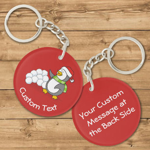 Kerstpinguïn met sneeuwbalken die Sleutelhanger ge