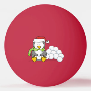 Kerstpinguïn met sneeuwballen pingpongballen