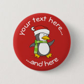 kerstpinguïn met sneeuwballen ronde button 5,7 cm (Voorkant)