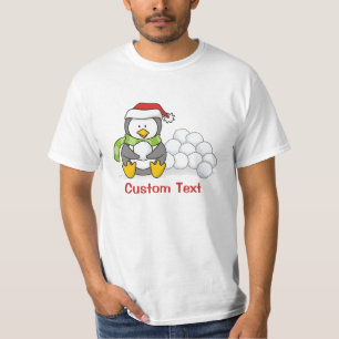 Kerstpinguïn met sneeuwballen t-shirt