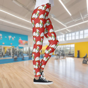 Kerstpinguïn met sneeuwballen zwaaiend leggings