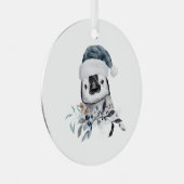 Kerstpinguïn Metalen Ornament (Voorkant Rechts)