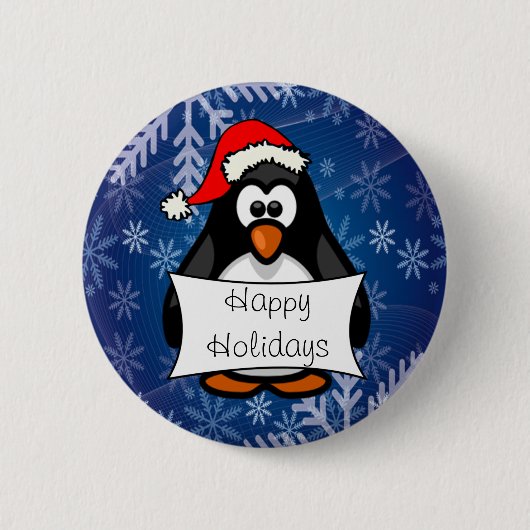 Kerstpinguïn Ronde Button 5,7 Cm (Voorkant)