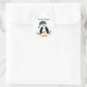 Kerstpinguïn Ronde Sticker (Tas)