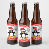 kerstpinguïn Santa Naughty List Bier Etiket (Flessen)