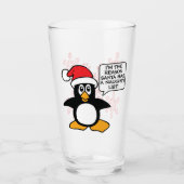 kerstpinguïn Santa Naughty List Glas (Voorkant)