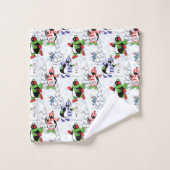 kerstpinguïn schaatsen bad handdoek (Wasdoekje)