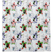 kerstpinguïn schaatsen douchegordijn (Voorkant)