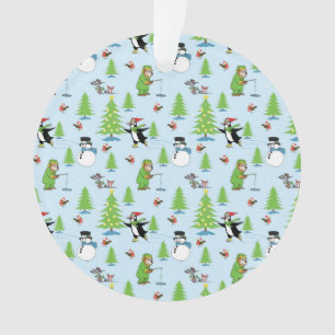 Kerstpinguïn schaatsen en beren vissers ornament