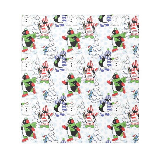 kerstpinguïn schaatsen notitieblok (Voorkant)