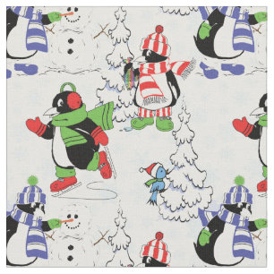 kerstpinguïn schaatsen stof