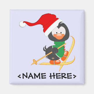 kerstpinguïn Skiing Magneet