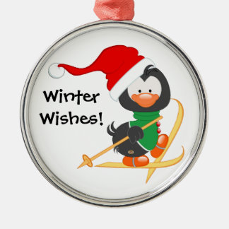 kerstpinguïn Skiing Metalen Ornament