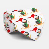 kerstpinguïn Skiing Stropdas (Opgerold)