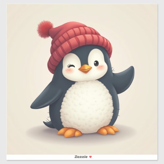 kerstpinguïn sticker (Vel)