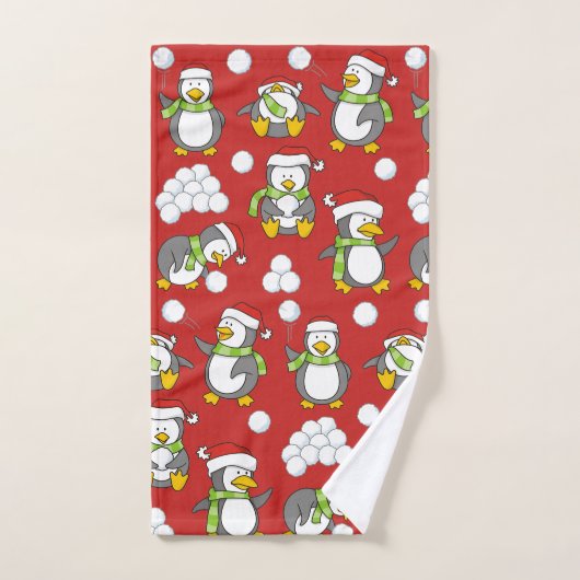 Kerstpinguïnachtergrond Bad Handdoek (Handdoek)