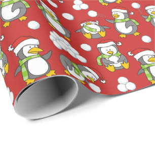 Kerstpinguïnachtergrond Cadeaupapier