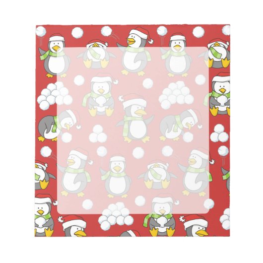 Kerstpinguïnachtergrond Notitieblok (Voorkant)