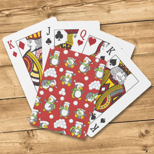 Kerstpinguïnachtergrond Pokerkaarten