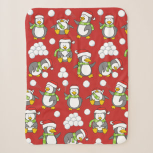 Kerstpinguïnachtergrond Sherpa Deken