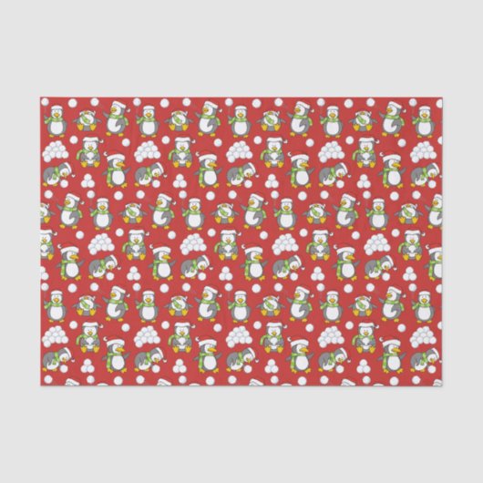 Kerstpinguïnachtergrond Tissuepapier (Voorkant)