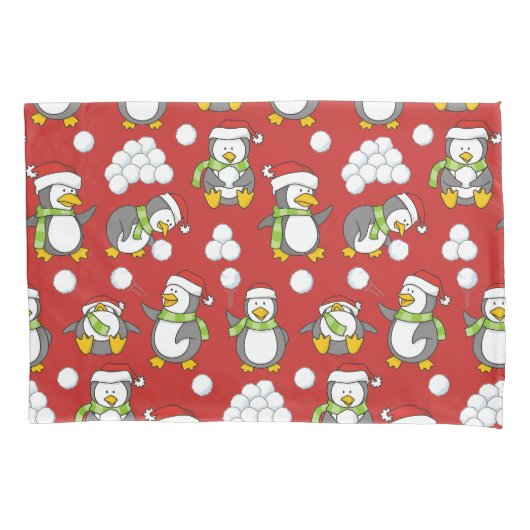 Kerstpinguïns achtergrond kussensloop (Voorkant)