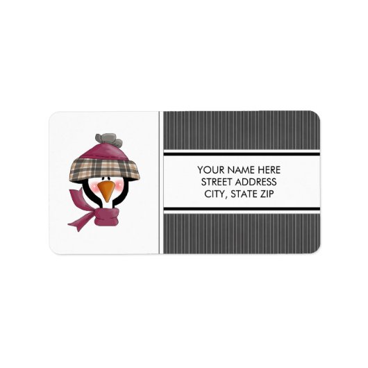 kerstpinguïns adres mailinglabels etiket (Voorkant)