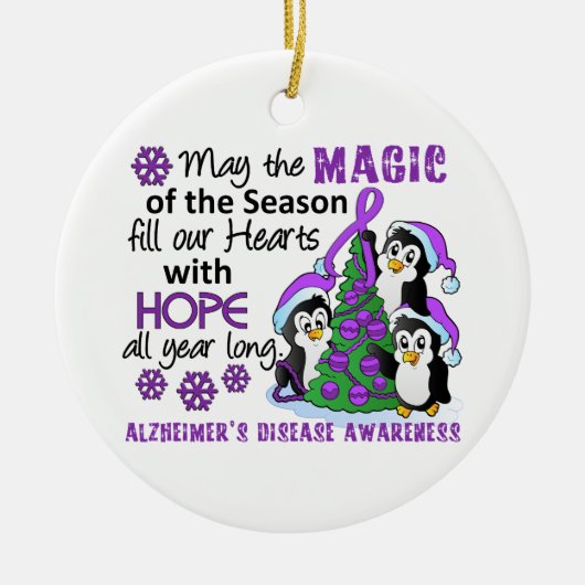 Kerstpinguïns Alzheimer Keramisch Ornament (Voorkant)