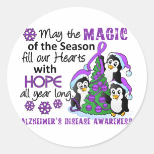 Kerstpinguïns Alzheimer Ronde Sticker