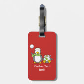 kerstpinguïns bagagelabel (Achterkant verticaal)