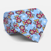 Kerstpinguïns blauw wit gevlekt stropdas (Opgerold)