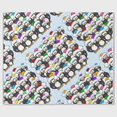 Kerstpinguïns Cadeaupapier (Vlak)