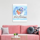 Kerstpinguïns Canvas Afdruk (Insitu (Woonkamer))