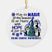 Kerstpinguïns Colon Cancer Keramisch Ornament (Voorkant)