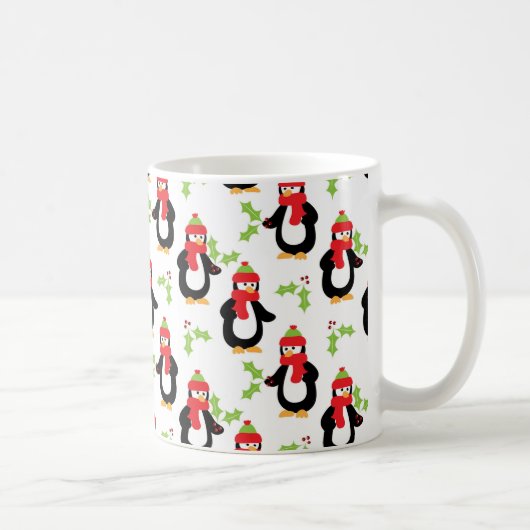 Kerstpinguïns en Holly-Mok Koffiemok (Rechts)