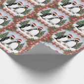 Kerstpinguïns en kerstbomen cadeaupapier (Hoek)