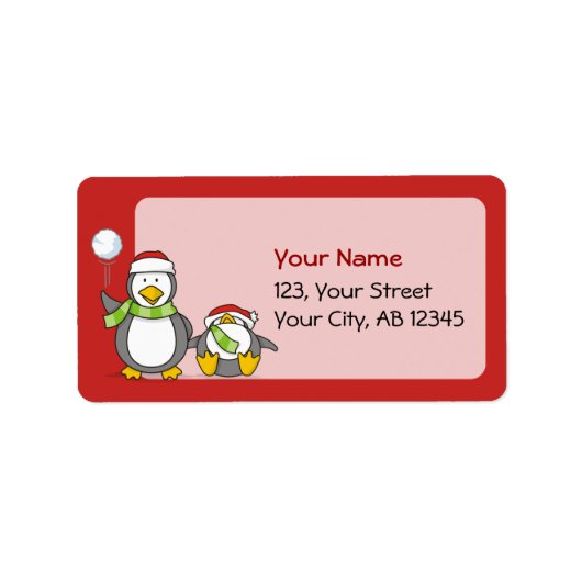 kerstpinguïns etiket (Voorkant)