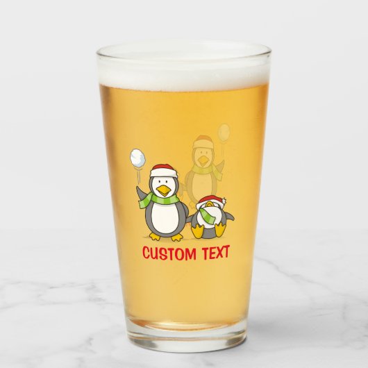 kerstpinguïns glas (Voorkant gevuld)