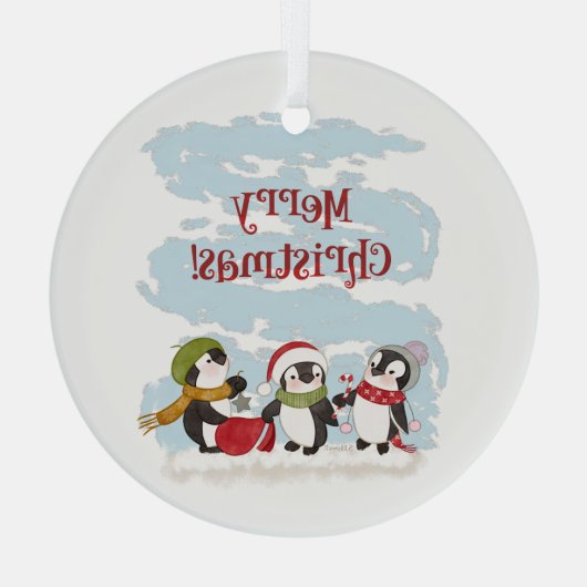 kerstpinguïns glas ornament (Achterkant)