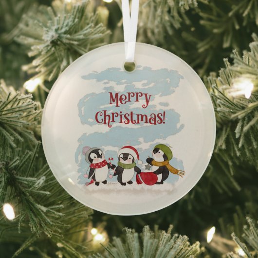 kerstpinguïns glas ornament (Insitu)
