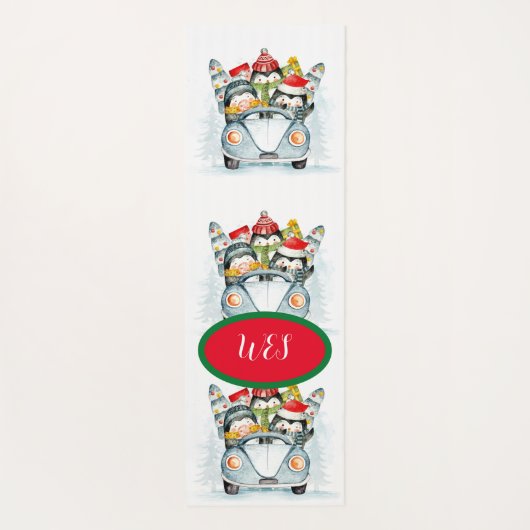 Kerstpinguïns in een auto-yogha-mat yogamat (Achterkant)